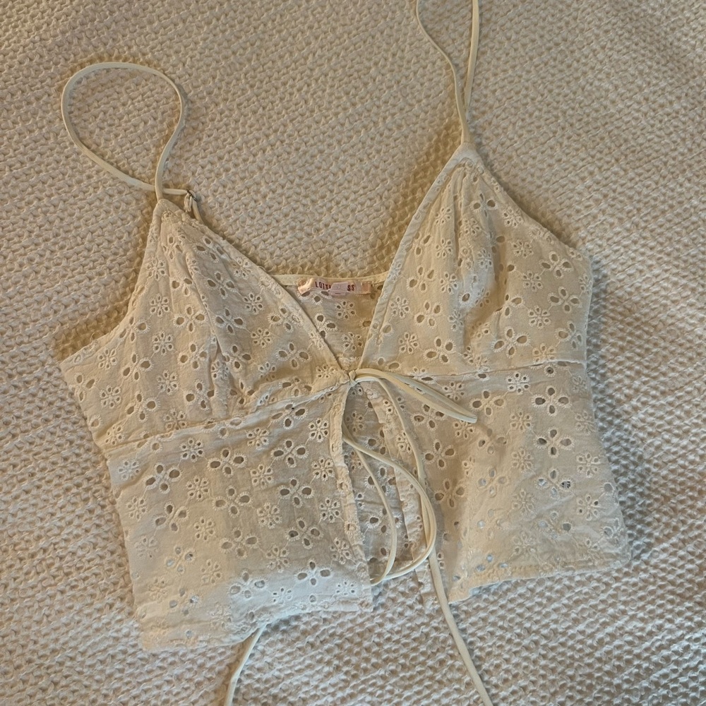 White Lace Tank Adjustable